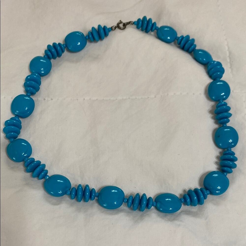 Source Unknown Blue Turquoise Hue Beaded Fashion Necklace 18”